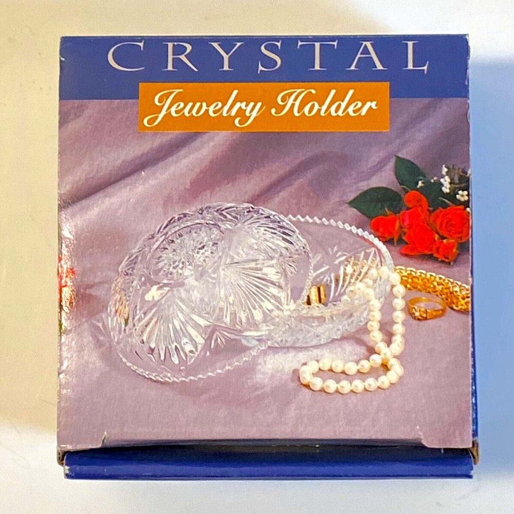 Vintage Darby Round Crystal Jewelry Trinket Dish Holder with Original Box
